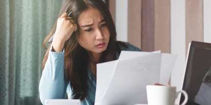 Woman struggling with debt