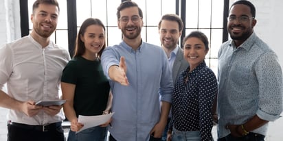 group welcoming newcomer