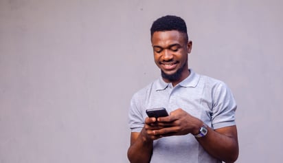 man using AI on his phone