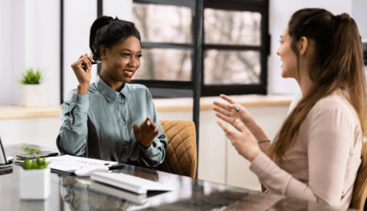 two women talking