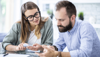 couple looking at their bills