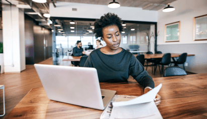 woman filing her taxes